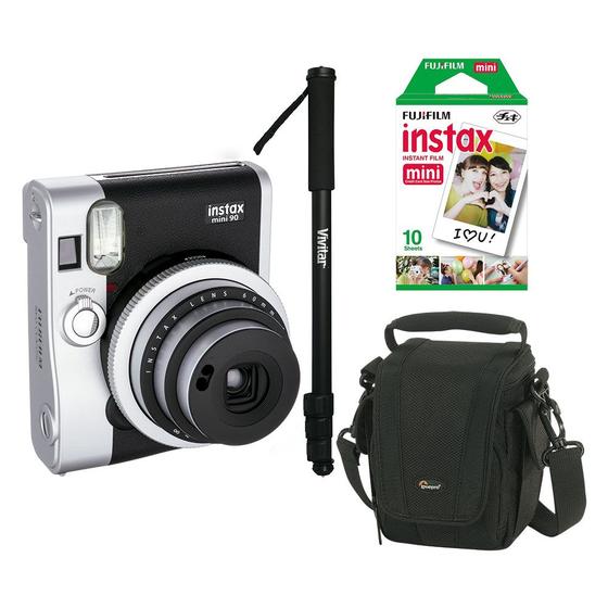 Imagem de Câmera Instantânea Fujifilm Instax Mini 90 Preta + Filme, Bolsa e Monopé