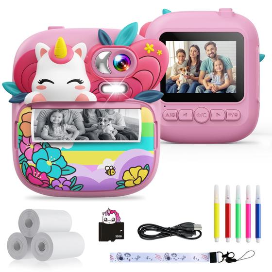 Imagem de Câmera Instantânea Infantil TIATUA - 12MP, 32GB - Para Crianças de 3 a 14 Anos