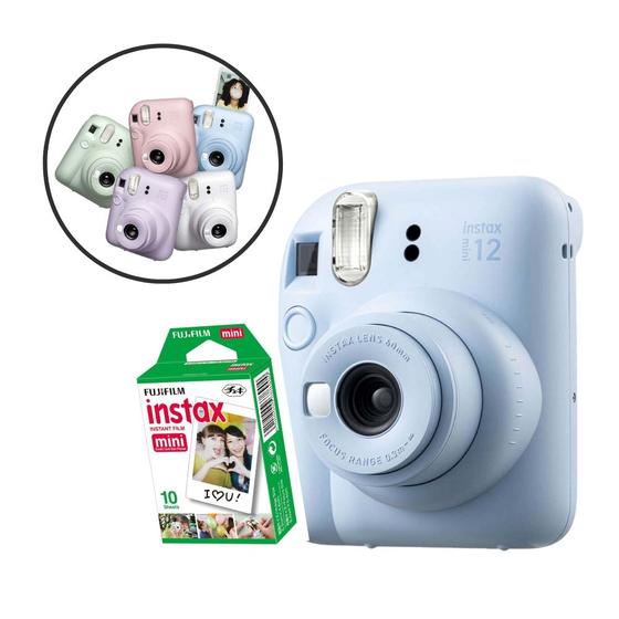 Câmera Instantânea Instax Mini 12 Azul Claro com Filme de 10 poses - FujiFilm