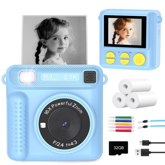 Imagem de Câmera Instantânea VFU para Crianças - com Cartão SD de 32GB e 3 Rolos de Filme