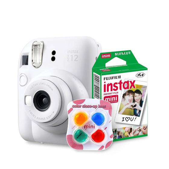 Imagem de Câmera Instax Mini 12 Branca com Lentes Color Instax Mini 4 cores (brinde)