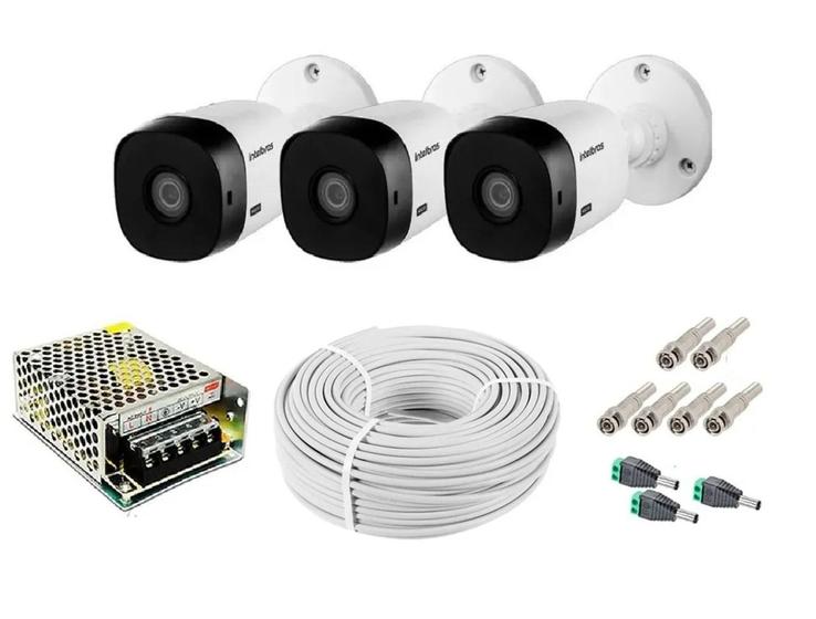 Imagem de Camera intelbras Infra Vermelho 24 Leds HD Kit 3 Uni c/ acessórios