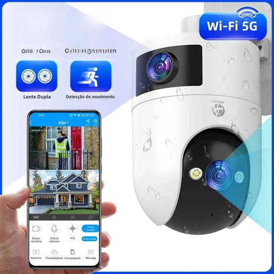 Imagem de Câmera IP 4K PTZ Externa à Prova D'Água com Lente Dupla, WiFi 5G e Rastreamento Automático