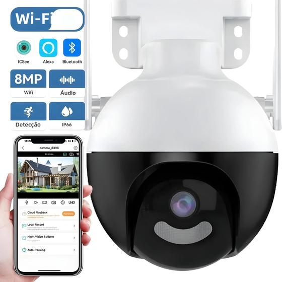Camera Externa Computer Câmera IP Externa 8MP PTZ WiFi 4K AI Detecção Humana Áudio Bidirecional ...