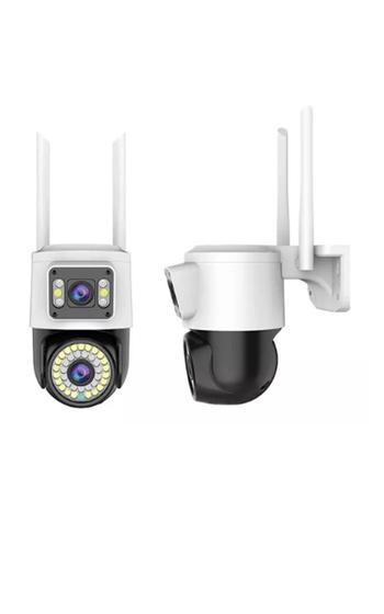 Imagem de Camera Ip Externa Wifi Dupla 2 Em 1 Visao Noturna Yoosee Cor Cor Branca / Preto