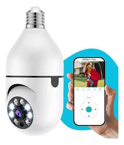 Imagem de Câmera IP Giratória Wifi Lâmpada com Visão Noturna - Vigilância Externa Completa