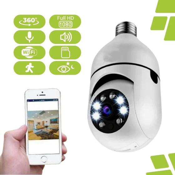 Imagem de Camera Ip Inteligente Lampada Panoramica Yoosee Wifi E Espiã