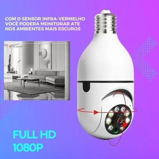 Imagem de Camera Ip Inteligente Lampada Panoramica Yoosee Wifi E Espiã - Camera, Giratória, 360