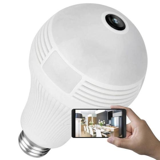 Imagem de Camera Ip Lampada Panoramica Seguraça Vr 360 Wifi Led