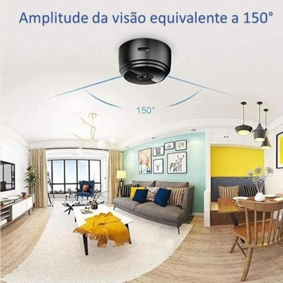 Imagem de Câmera Ip Mini Espiã Compacta Discreta Full HD Inteligente Sem Fio 1080P Wifi A9 Grava Audio