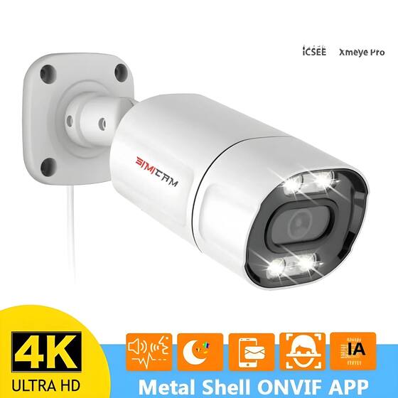 Simicam Camera Câmera IP PoE 4K Áudio Bidirecional Visão Noturna Colorida Metal Bullet ...