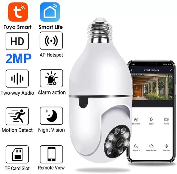 Imagem de Câmera Ip Ptz Speed Dome Wi-fi Segurança Lâmpada Espiã Robô Giratória Sensor Movimento Com áudio
