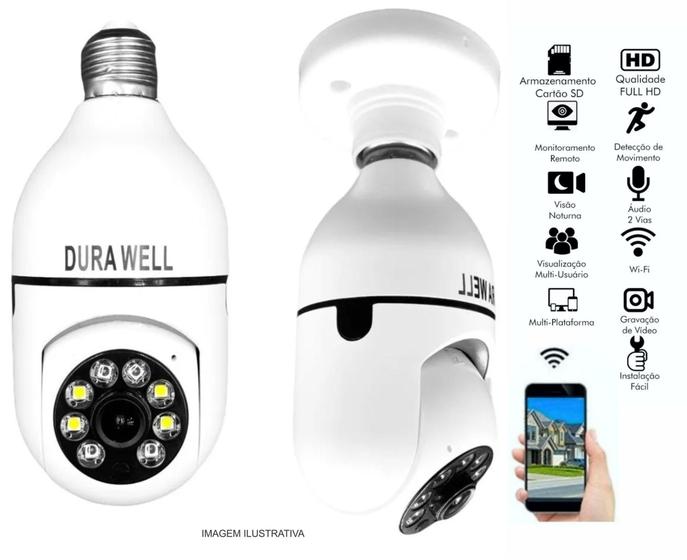 Câmera Ip Ptz Speed Dome Wi-fi Segurança Lâmpada Espiã Robô Giratória Sensor Movimento Com áudio Menor preço em Câmera Ip Ptz Speed Dome Wi-fi Segurança Lâmpada Espiã Robô Giratória Sensor Movimento Com áudio