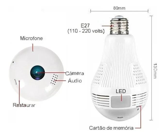 Imagem de Câmera Ip Segurança Lâmpada Panorâmica Espiã Wi-fi