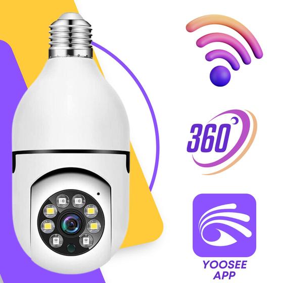 Imagem de Camera Ip Segurança Lampada Panoramica Wifi Espia 360 Prova D'água