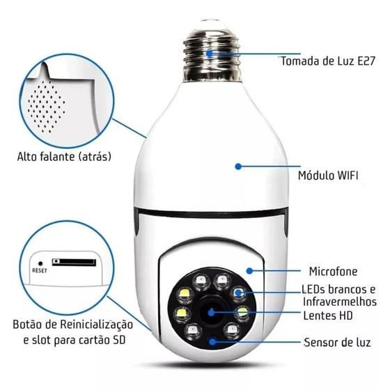 Imagem de Camera Ip Segurança Lampada Yoosee Panoramica Espia Sensor