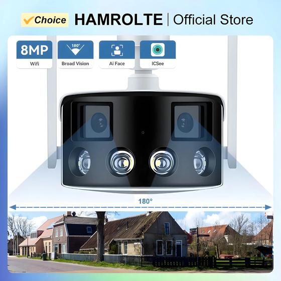 Imagem de Câmera IP WiFi 4K 8MP com Lente Dupla 180° - Detecção Humana por IA