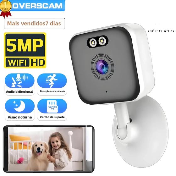 Câmera IP WiFi 5MP Interna Sem Fio Colorida Visão Noturna AI Humano ...