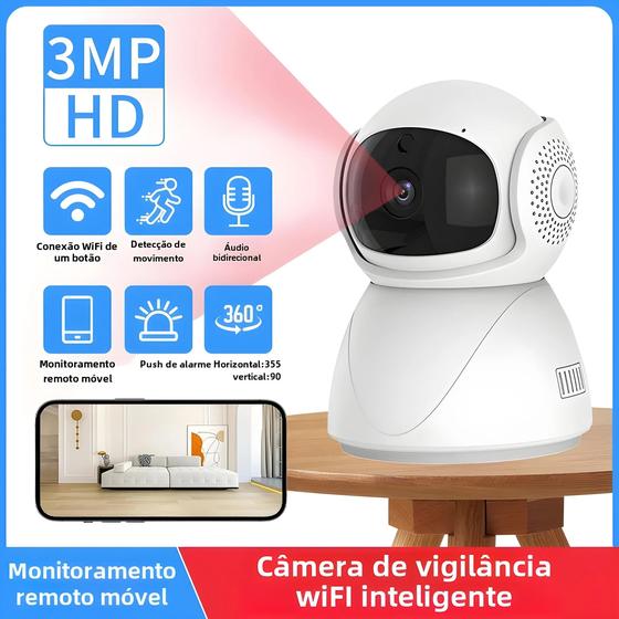 Imagem de Câmera IP WiFi FHD PTZ Inteligente - Rastreamento Automático, Monitoramento de Bebê, Compatível com Google e Alexa