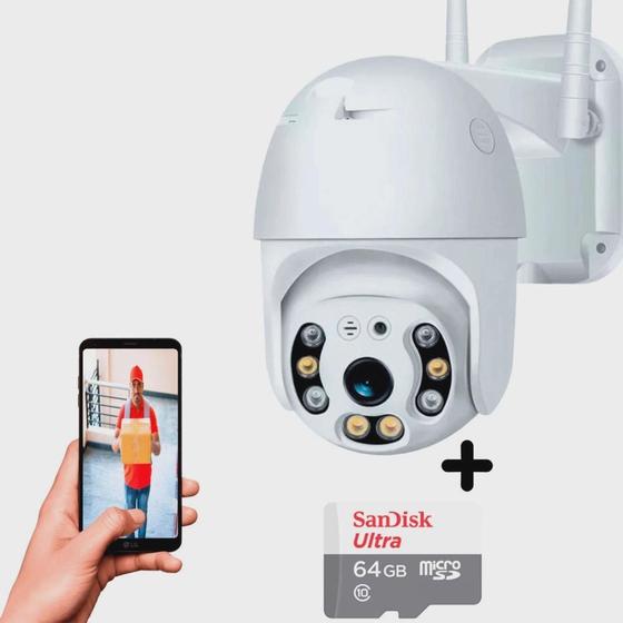 Camera ip wifi full HD speed dome externa com cartao de memoria 64Gb E