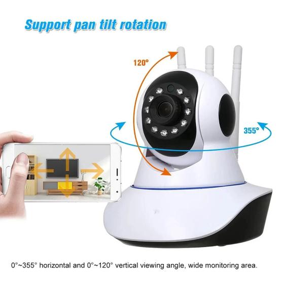 Imagem de Camera Ip Wifi Giratória 03 Antenas 1080p Estilo Babá Eletrônica Com Visão Noturna e Alerta De Movimento