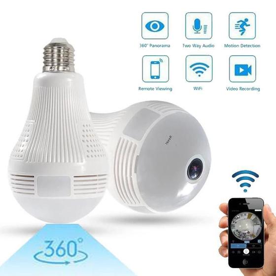 Imagem de Camera Ip Wifi Infravermelho Lampada Led 360º Panorâmica