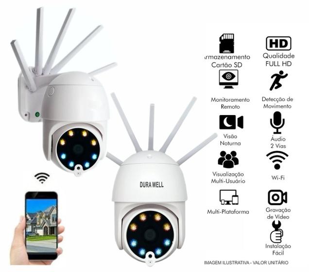 Câmera Ip Wifi Speed Dome Ptz 5 Antenas Externa Prova água Sensor Movimento - Durawel Menor preço em Câmera Ip Wifi Speed Dome Ptz 5 Antenas Externa Prova água Sensor Movimento - Durawel