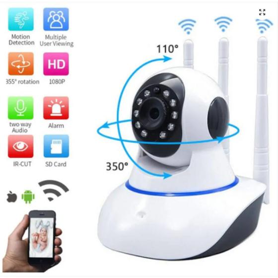 Imagem de Câmera IP Wifi Wireless Sem Fio Hd 3 Antenas com Visão Noturna Ultima Geração