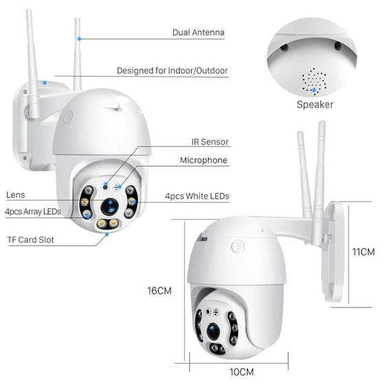 Trade Shop - Telecamera Ptz 1080p Full Hd Esterna Ip Camera Motorizzata Ir Wifi Webcam 85887185