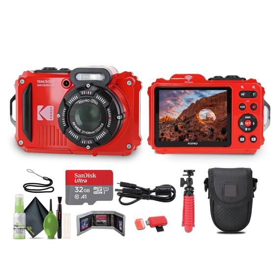 Imagem de Câmera KODAK PIXPRO WPZ2 - Robusta, à Prova d'Água e 16MP (Vermelha) + Acessórios