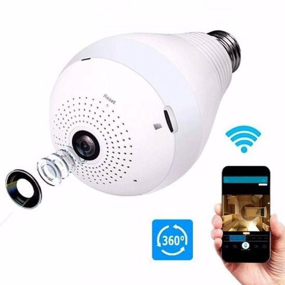 Imagem de Câmera Lâmpada Espiã Wifi HD Ip Led Panorâmica Vr 360º com Áudio - Vr cam