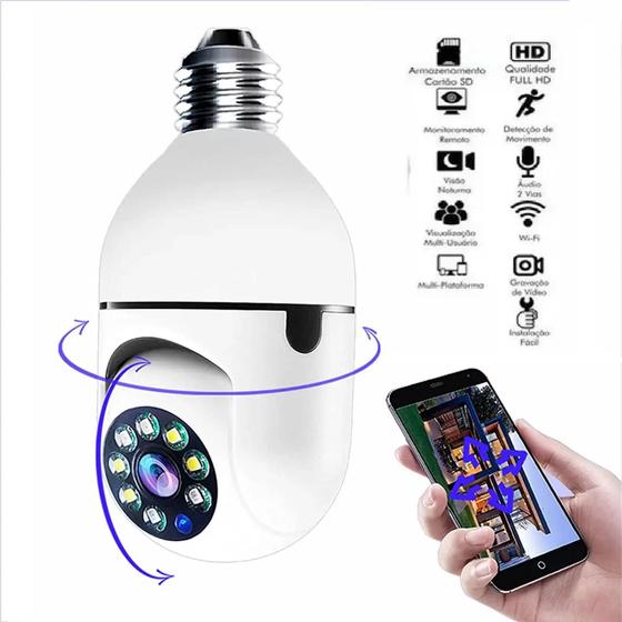 Imagem de Câmera lâmpada inteligente Wireless infra IP Full HD 2.0 megapixels Onvif, Holofote Auto Tracking