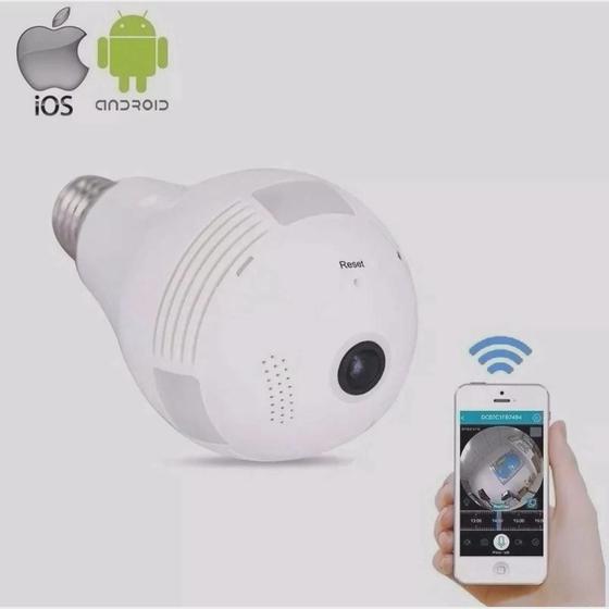 Imagem de Camera Lampada ip WiFi V380 vr 360 Panoramica 3D Bivolt