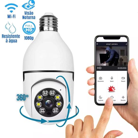 Imagem de Câmera Lâmpada Wi-Fi 360 com Conexão Wi-Fi