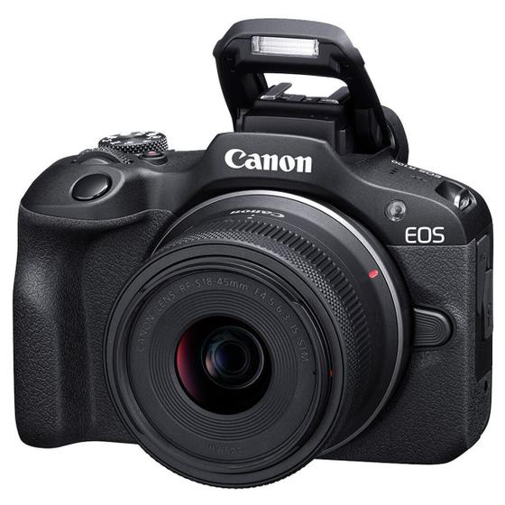 Imagem de Câmera Mirrorless Canon Eos R100 4k 24.1mp Aps-c Com Lente 18-45mm