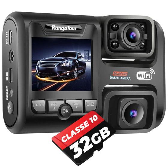 Camera Veicular Dashcam D30h WiFi GPS + 32GB Display Automotiva Full HD Carro Noturna 2 Lentes