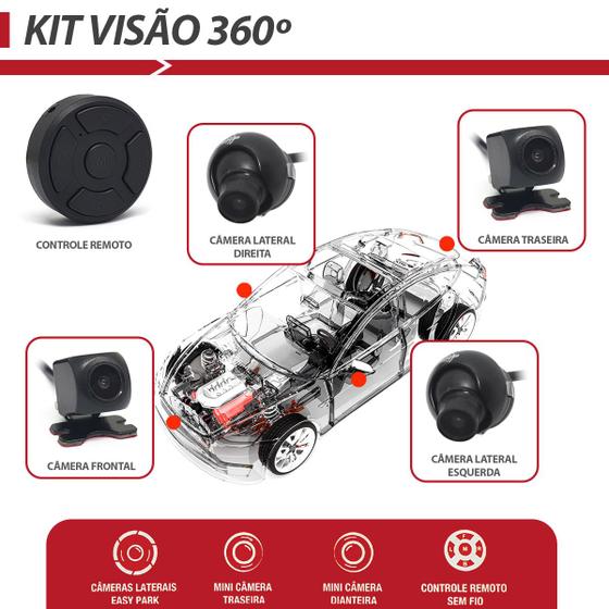 Imagem de Câmera Visão 360 Citroen C3 2013 2014 2015 2016 2017 Carro Dianteira Frontal Traseiro Lados 4 Quatro Pontos