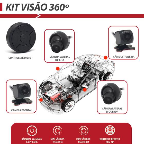 Imagem de Câmera Visão 360 FIat 500 Carro Dianteira Frontal Traseiro Lados 4 Quatro Pontos