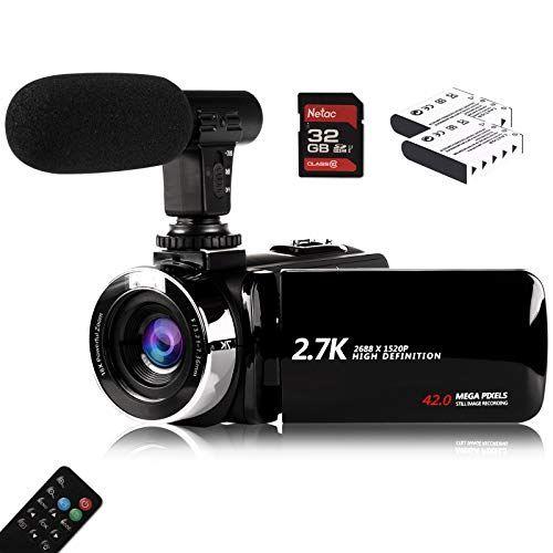 Imagem de Câmera Vmotal Zoom 18X, 42.0 MP HD 2.7K, Microfone, Gravador 1080P, 2 Baterias SD 32GB