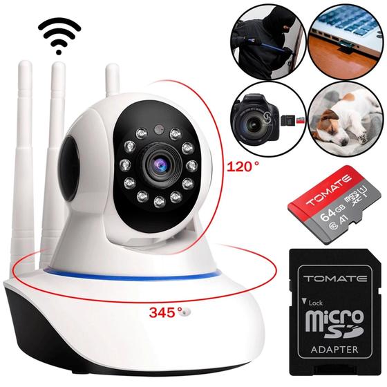 Imagem de Câmera Wireless 360 Graus 720p Babá Com Cartão de Memória