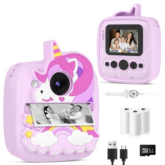 Imagem de Câmera YINGOOT Kids Instant Print 48MP e 1080P com capa