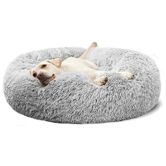 Imagem de Caminha Nuvem Pet Redonda Para Cachorros E Gatos Tamanho G Cinza Pelucia Cama Cães Confortável Lavavel Macia Grande 60 Cm Impermeável Antiderrapante