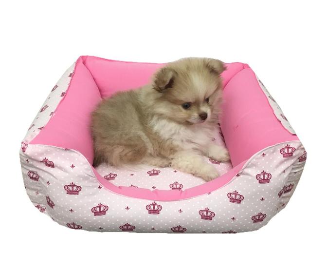 Imagem de Caminha Pet Cachorro Colchão Dupla Face 60 X 60 Lavável C/ziper Coroa Rosa