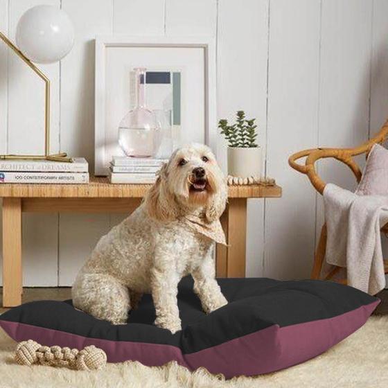 Imagem de Caminha Pet Duo Dream Macio Luxo Quadrado Almofada Para Cachorro Gato Suede Preto e Bordô - Ahazzo Móveis