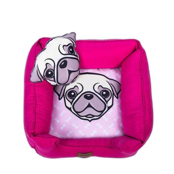 Imagem de Caminha Pet Raças 60X60 Porte Pequeno Com Zíper - Pug Pink