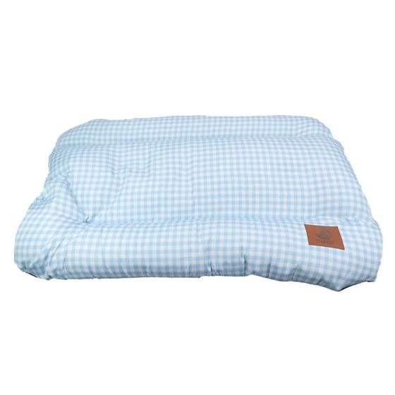 Imagem de Caminha Pra Shitzu Cama Pra Cachorro Medio - Vichy Azul - Tamanho M 70X50