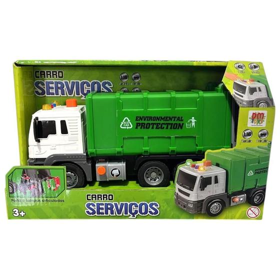 Imagem de Caminhão a Fricção Serviços Coleta com Luz e Som DM Toys