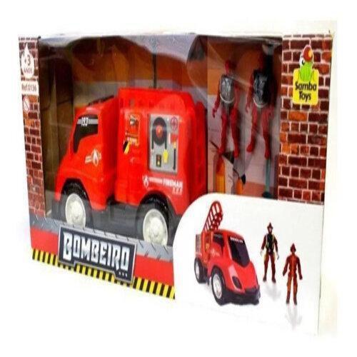 Imagem de Caminhão Bombeiro Base Móvel Com Bonecos - Samba Toys