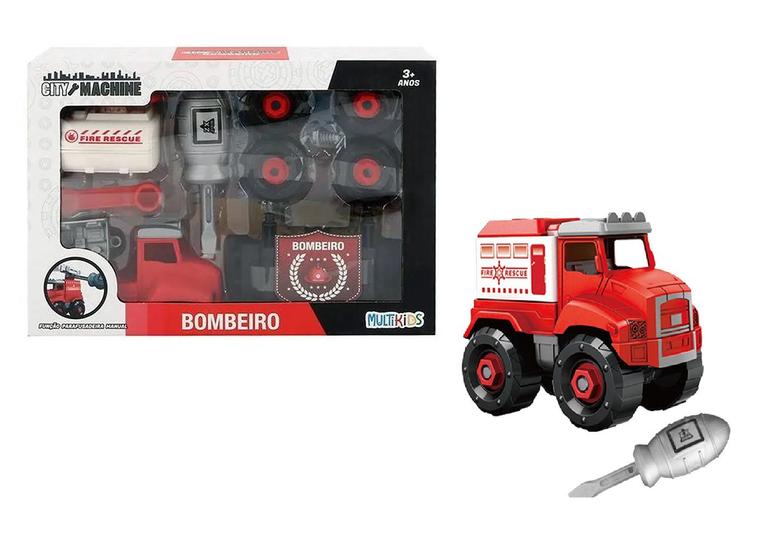 Imagem de Caminhão Bombeiro City Machine 12cm monta e desmonta BR1698 Multikids