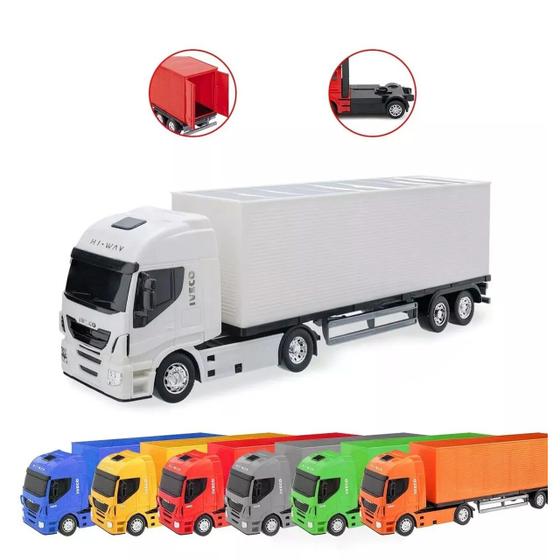 Imagem de Caminhão Brinquedo Miniatura Réplica Iveco Hi Way Baú 339 Escala 1:30 Usual Cores Sortidas